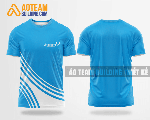Mẫu áo đồng phục team building công ty Vinaphone màu xanh da trời thiết kế TBA8