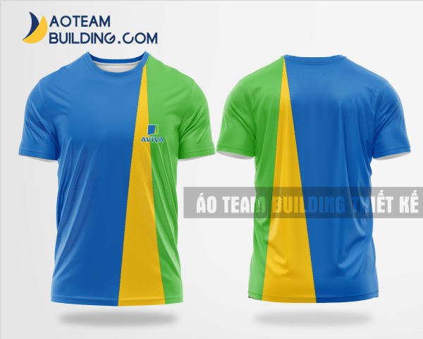 Mẫu áo đồng phục team building Bảo hiểm Aviva màu xanh biển thiết kế TBA65