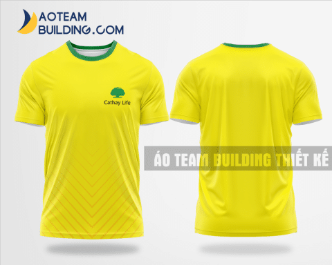 Mẫu áo đồng phục team building Bảo hiểm Cathay Life màu vàng thiết kế TBA58