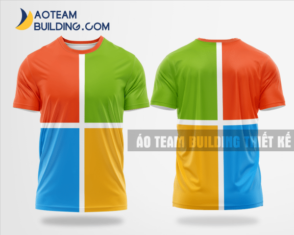 Mẫu áo đồng phục team building Microsoft Việt Nam màu da cam tự thiết kế TBA17