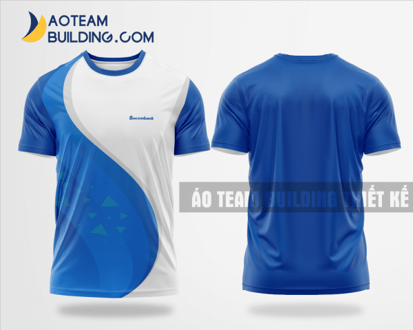 Mẫu áo đồng phục team building Ngân Hàng Sacombank màu xanh biển thiết kế TBA36