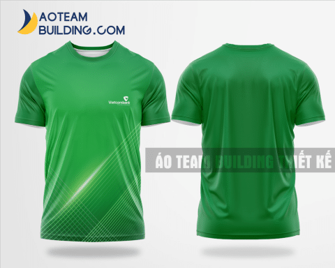 Mẫu áo đồng phục team building Ngân Hàng Vietcombank màu xanh lá thiết kế TBA30