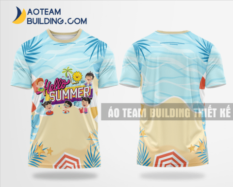 Mẫu áo đồng phục team building hello summer màu cam thiết kế TBD72