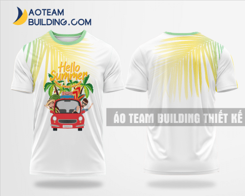 Mẫu áo đồng phục team building hello summer màu trắng thiết kế TBD26