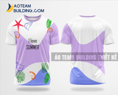 Mẫu áo đồng phục team building i love summer màu tím thiết kế TBD52