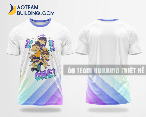 Mẫu áo đồng phục team building we are one màu tím thiết kế TBD44